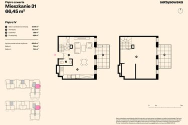 Rzut - Mieszkanie na sprzedaż 3 pokoje o powierzchni 66,45 m² - numer 31 w Sołtysowska