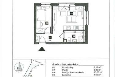 Rzut - Mieszkanie na sprzedaż 2 pokoje o powierzchni 34,15 m² - numer 5 w Słoneczne Świnoujście
