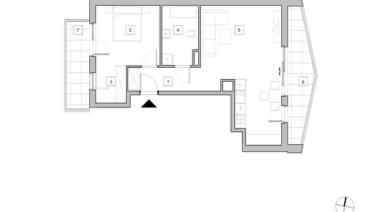 Rzut - Mieszkanie na sprzedaż 2 pokoje o powierzchni 55,43 m² - numer D2_2 w ATAL Zawiślańska