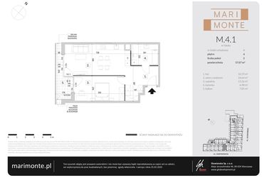 Rzut - Mieszkanie na sprzedaż 2 pokoje o powierzchni 57,07 m² - numer M.4.1 w Marimonte