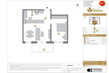Rzut - Mieszkanie na sprzedaż 2 pokoje o powierzchni 45,06 m² - numer P8 w Wille Biskupin III