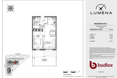 Rzut - Mieszkanie na sprzedaż 2 pokoje o powierzchni 44,14 m² - numer C1.33 w Lumena