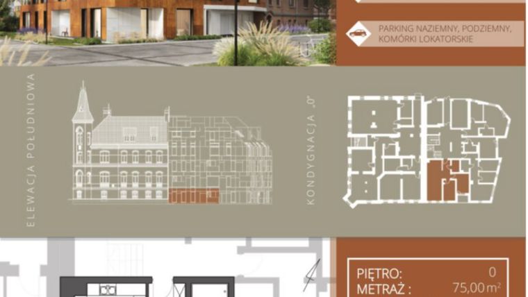 Rzut - Mieszkanie na sprzedaż 3 pokoje o powierzchni 74,67 m² - numer B.0.4 w Browar Jedności