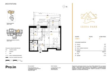 Rzut - Mieszkanie na sprzedaż 2 pokoje o powierzchni 45,86 m² - numer 23B/1 w Izera Park