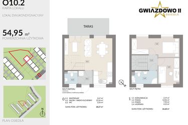 Rzut - Dom na sprzedaż 4 pokoje o powierzchni 54,95 m² - numer O10.2 w Gwiazdowo II