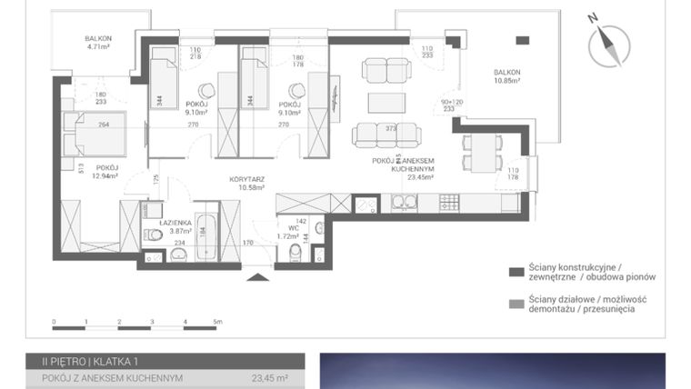 Rzut - Mieszkanie na sprzedaż 4 pokoje o powierzchni 70,76 m² - numer M10 w Apartamenty Przystań bud. F