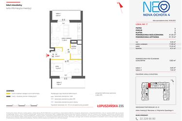 Rzut - Mieszkanie na sprzedaż 2 pokoje o powierzchni 41,93 m² - numer 37 w Neo Nova Ochota 4