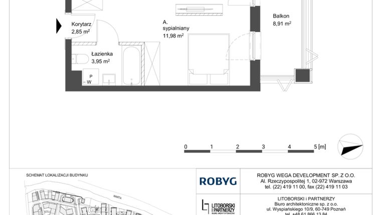 Rzut - Mieszkanie na sprzedaż 1 pokój o powierzchni 37,92 m² - numer 1M02 w Elektrovnia Garbary