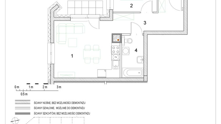 Rzut - Mieszkanie na sprzedaż 2 pokoje o powierzchni 40,29 m² - numer F1/P0/1 w Osiedle Jodłowa bud. F