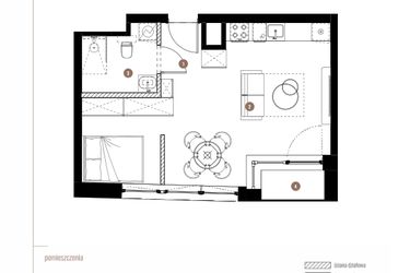 Rzut - Mieszkanie na sprzedaż 1 pokój o powierzchni 37,14 m² - numer LM.01.08.08 w Katowicka Residence