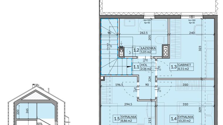 Rzut - Dom na sprzedaż 4 pokoje o powierzchni 77,26 m² - numer 3 w Ahoj Pogórze