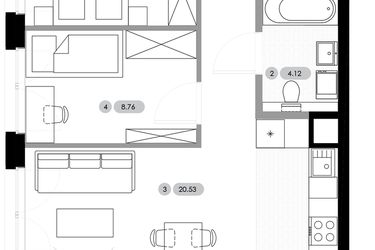 Rzut - Mieszkanie na sprzedaż 3 pokoje o powierzchni 51,85 m² - numer A.2.M2 w Nowe Radwanice
