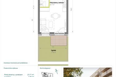 Rzut - Mieszkanie na sprzedaż 1 pokój o powierzchni 27,83 m² - numer A/2/25 w Skorosze Vita