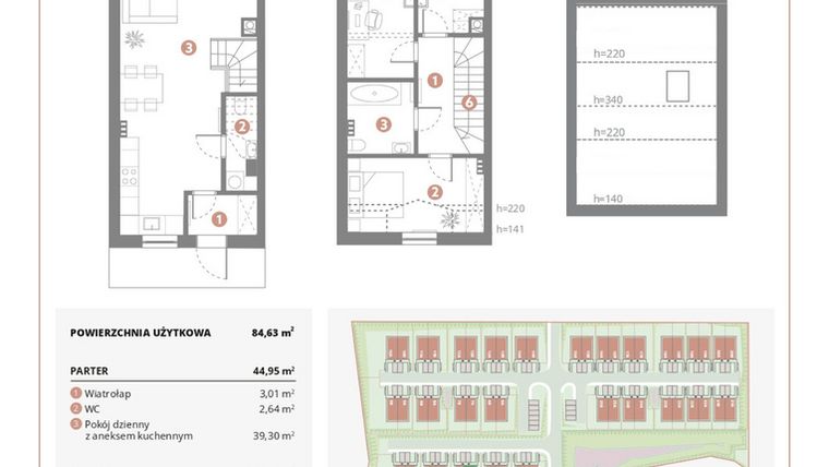 Rzut - Dom na sprzedaż 4 pokoje o powierzchni 84,63 m² - numer 3A w Bursztynova Polana