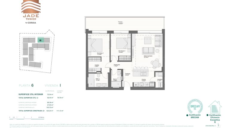Rzut - Mieszkanie na sprzedaż 2 pokoje o powierzchni 92,48 m² - numer 6I w Jade Tower - Cordia