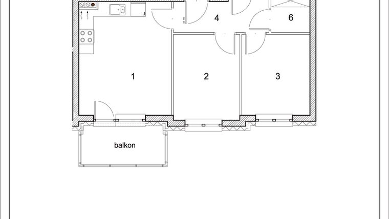 Rzut - Mieszkanie na sprzedaż 3 pokoje o powierzchni 46,67 m² - numer D1/P2/6 w Osiedle Jodłowa bud. D