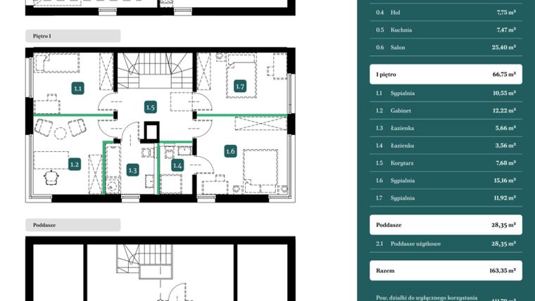 Rzut - Dom na sprzedaż 6 pokoi o powierzchni 163,35 m² - numer 9A w Spokojny Wilanów
