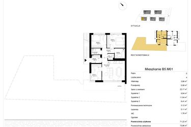 Rzut - Mieszkanie na sprzedaż 4 pokoje o powierzchni 71,22 m² - numer 5.1 w River Park