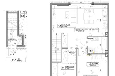 Rzut - Mieszkanie na sprzedaż 3 pokoje o powierzchni 58,82 m² - numer 64 w Manufaktura Marki 2 etap III