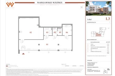 Rzut - Lokal użytkowy na sprzedaż 1 pokój o powierzchni 99,68 m² - numer 3 w Warszawskie Wzgórze