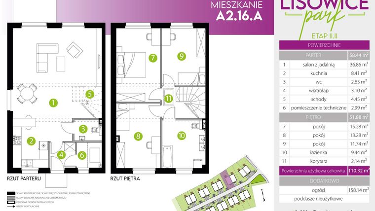Rzut - Mieszkanie na sprzedaż 4 pokoje o powierzchni 110,32 m² - numer A.2.16.A w Lisowice Park etap 2+