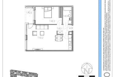 Rzut - Mieszkanie na sprzedaż 2 pokoje o powierzchni 57,24 m² - numer M42 w Osiedle Piltza etap X