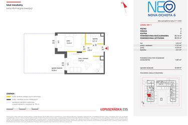 Rzut - Mieszkanie na sprzedaż 2 pokoje o powierzchni 39,08 m² - numer 5 w Neo Nova Ochota 6
