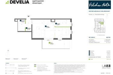 Rzut - Mieszkanie na sprzedaż 1 pokój o powierzchni 51,37 m² - numer AA0106 w Vilda Arte
