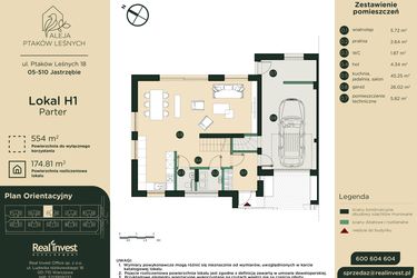 Rzut - Dom na sprzedaż 5 pokoi o powierzchni 175,47 m² - numer H1 w Aleja Ptaków Leśnych