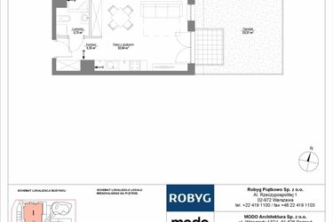 Rzut - Mieszkanie na sprzedaż 1 pokój o powierzchni 29,7 m² - numer 0M06 w Początek Piątkowo bud. I