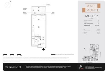 Rzut - Mieszkanie na sprzedaż 1 pokój o powierzchni 30,57 m² - numer MU.1.19 w Marimonte - apartamenty inwestycyjne