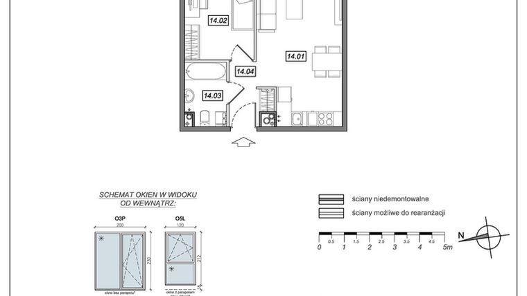 Rzut - Mieszkanie na sprzedaż 2 pokoje o powierzchni 36,21 m² - numer 9.A.14 w Urzeka bud. 9