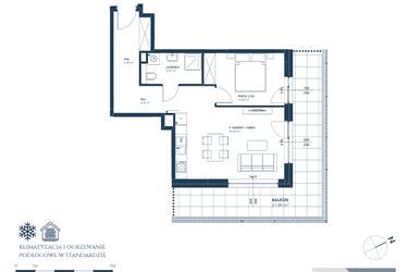Rzut - Mieszkanie na sprzedaż 2 pokoje o powierzchni 48,24 m² - numer 13.A2 w Nadmorska Darłowo