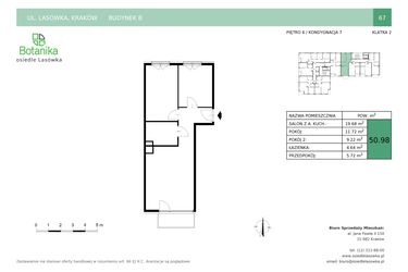 Rzut - Mieszkanie na sprzedaż 3 pokoje o powierzchni 51,14 m² - numer B.67 w Osiedle Lasówka etap II