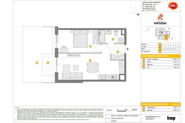 Rzut - Mieszkanie na sprzedaż 2 pokoje o powierzchni 41,08 m² - numer B.2 w Osiedle Rapsodia etap 2