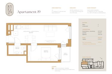 Rzut - Mieszkanie na sprzedaż 2 pokoje o powierzchni 35,28 m² - numer A19 w Lelewela 9