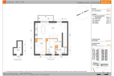 Rzut - Mieszkanie na sprzedaż 3 pokoje o powierzchni 62,2 m² - numer 15A w Małe Wilczyce etap 9