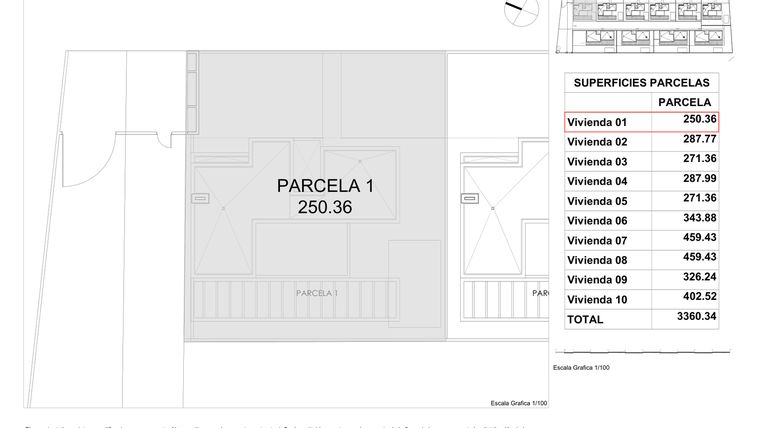 Rzut - Dom na sprzedaż 3 pokoje o powierzchni 250,36 m² - numer 1 w Domy w Finestrat - 81346092