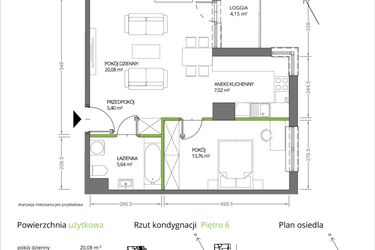 Rzut - Mieszkanie na sprzedaż 2 pokoje o powierzchni 51,9 m² - numer 1/046 w Krakowska Vita