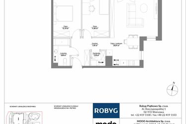 Rzut - Mieszkanie na sprzedaż 3 pokoje o powierzchni 68,16 m² - numer H3_2M03 w Piątkowo Residence etap II