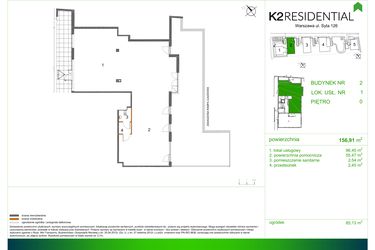 Rzut - Lokal użytkowy na sprzedaż 1 pokój o powierzchni 157,24 m² - numer 2/U1 w Syta 126
