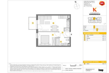 Rzut - Mieszkanie na sprzedaż 2 pokoje o powierzchni 33,8 m² - numer A27 w Apartamenty Kamieńskiego