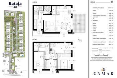 Rzut - Dom na sprzedaż 4 pokoje o powierzchni 89,53 m² - numer 1C w Rataja 52 - etap II