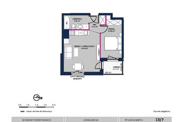 Rzut - Mieszkanie na sprzedaż 2 pokoje o powierzchni 37,31 m² - numer 109 w Moja Północna Etap III