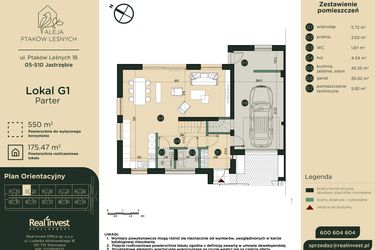 Rzut - Dom na sprzedaż 5 pokoi o powierzchni 175,47 m² - numer G1 w Aleja Ptaków Leśnych