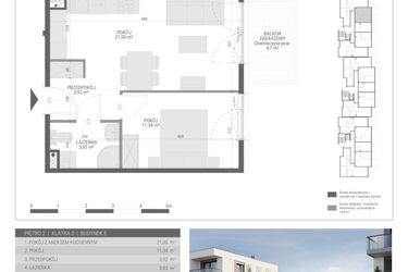 Rzut - Mieszkanie na sprzedaż 2 pokoje o powierzchni 40,09 m² - numer 52 w Monsa bud. E