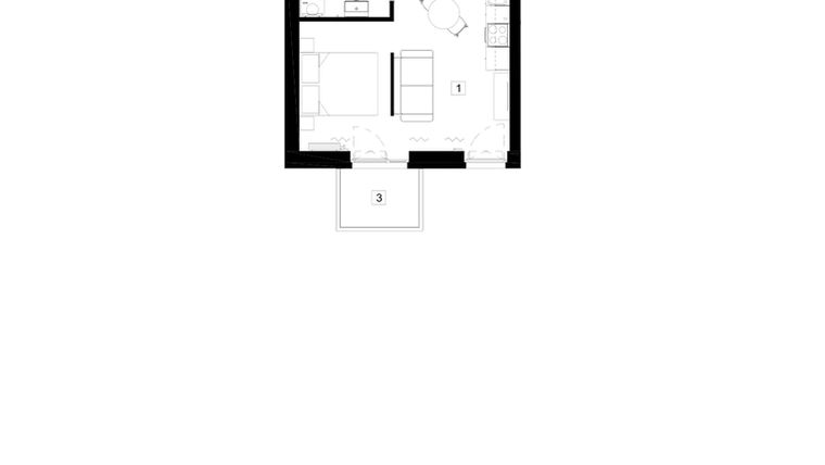 Rzut - Mieszkanie na sprzedaż 1 pokój o powierzchni 28,28 m² - numer M032 w Oh! Praga