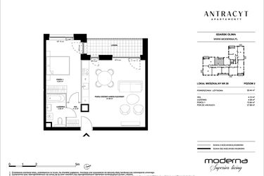 Rzut - Mieszkanie na sprzedaż 2 pokoje o powierzchni 50,44 m² - numer 28 w Antracyt