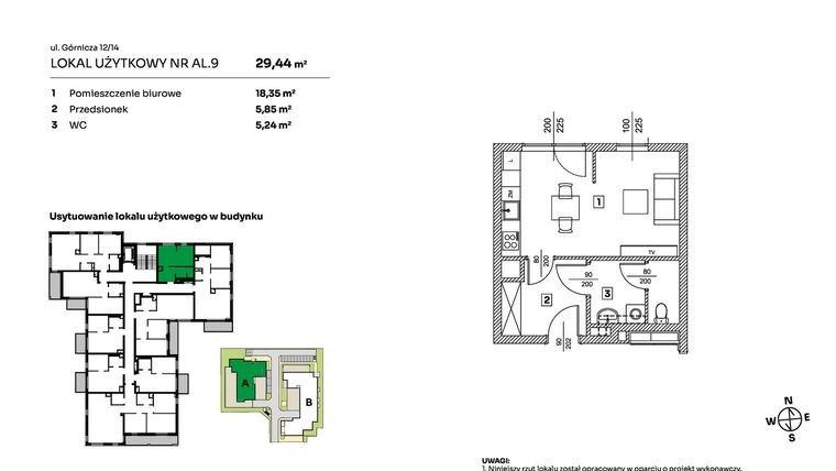 Rzut - Mieszkanie na sprzedaż 1 pokój o powierzchni 27,57 m² - numer AL.9 w Parkove Love - apartamenty inwestycyjne