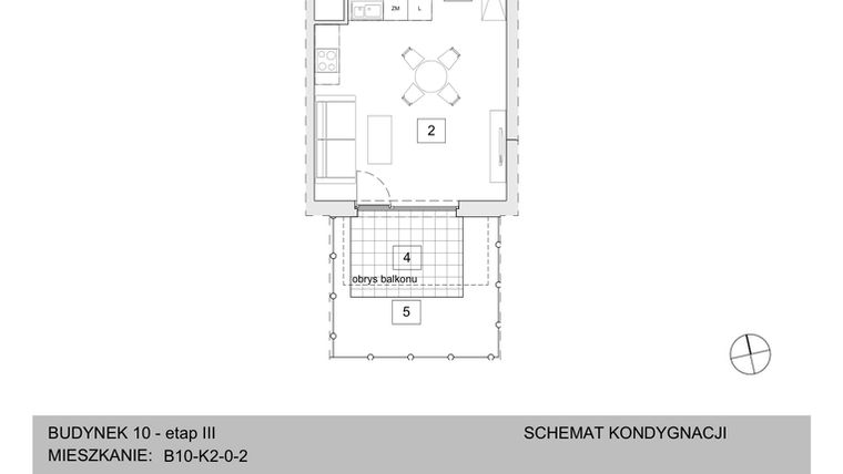 Rzut - Mieszkanie na sprzedaż 1 pokój o powierzchni 31,61 m² - numer B10-K2-0-2 w Żerniki na Novo III